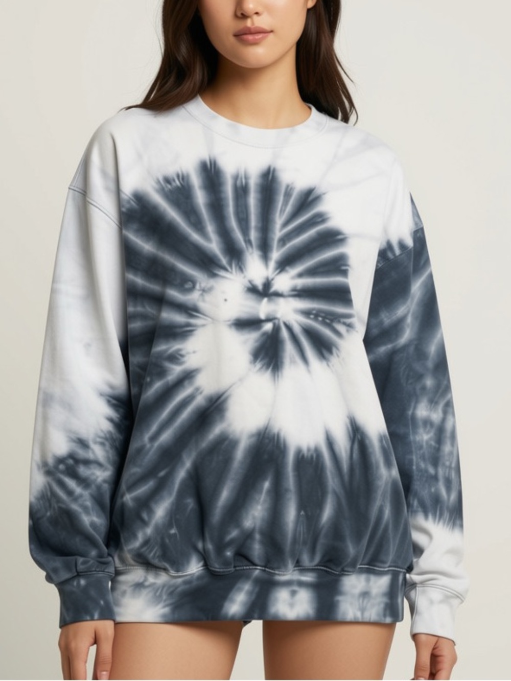 Tie-Dye Crewneck Sweatshirt - Black and White